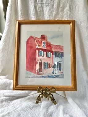 Ann Nicholls Williams Nicki Pink House Charleston Framed Art Lithograph Print